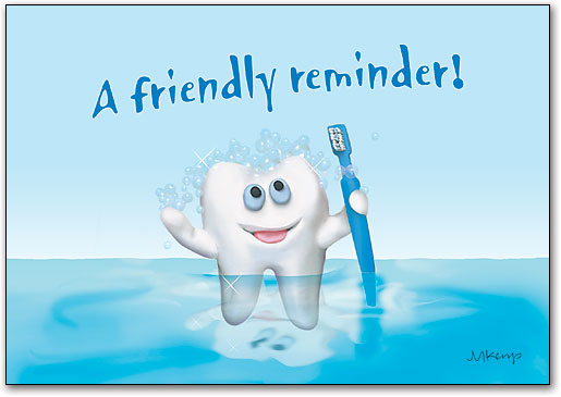 A Friendly Reminder Cartoon Tooth Holding a Toothbrush